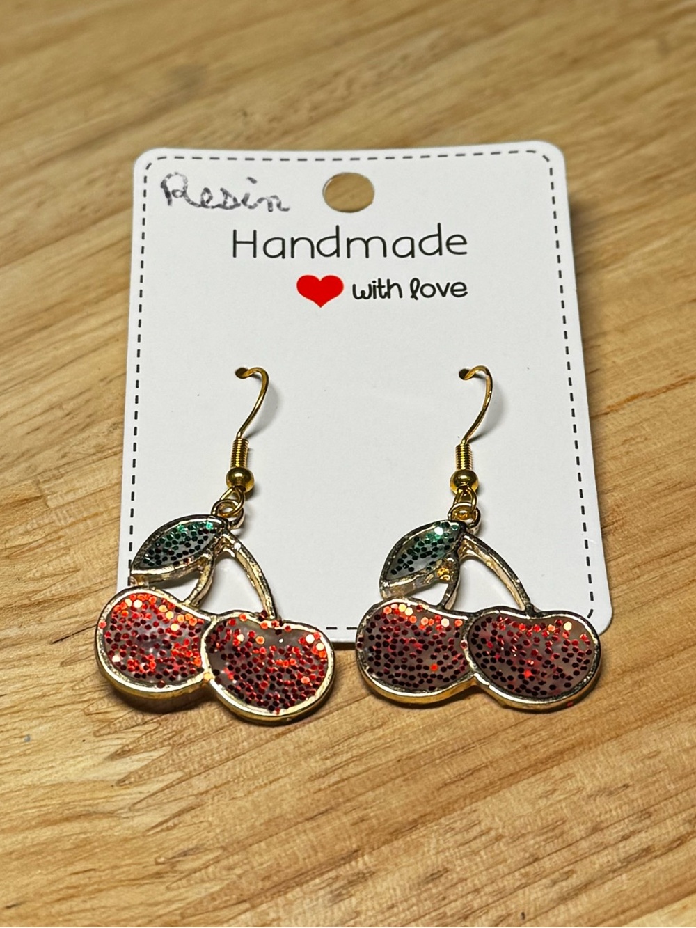 Handmade Red Cherry Resin Earrings
